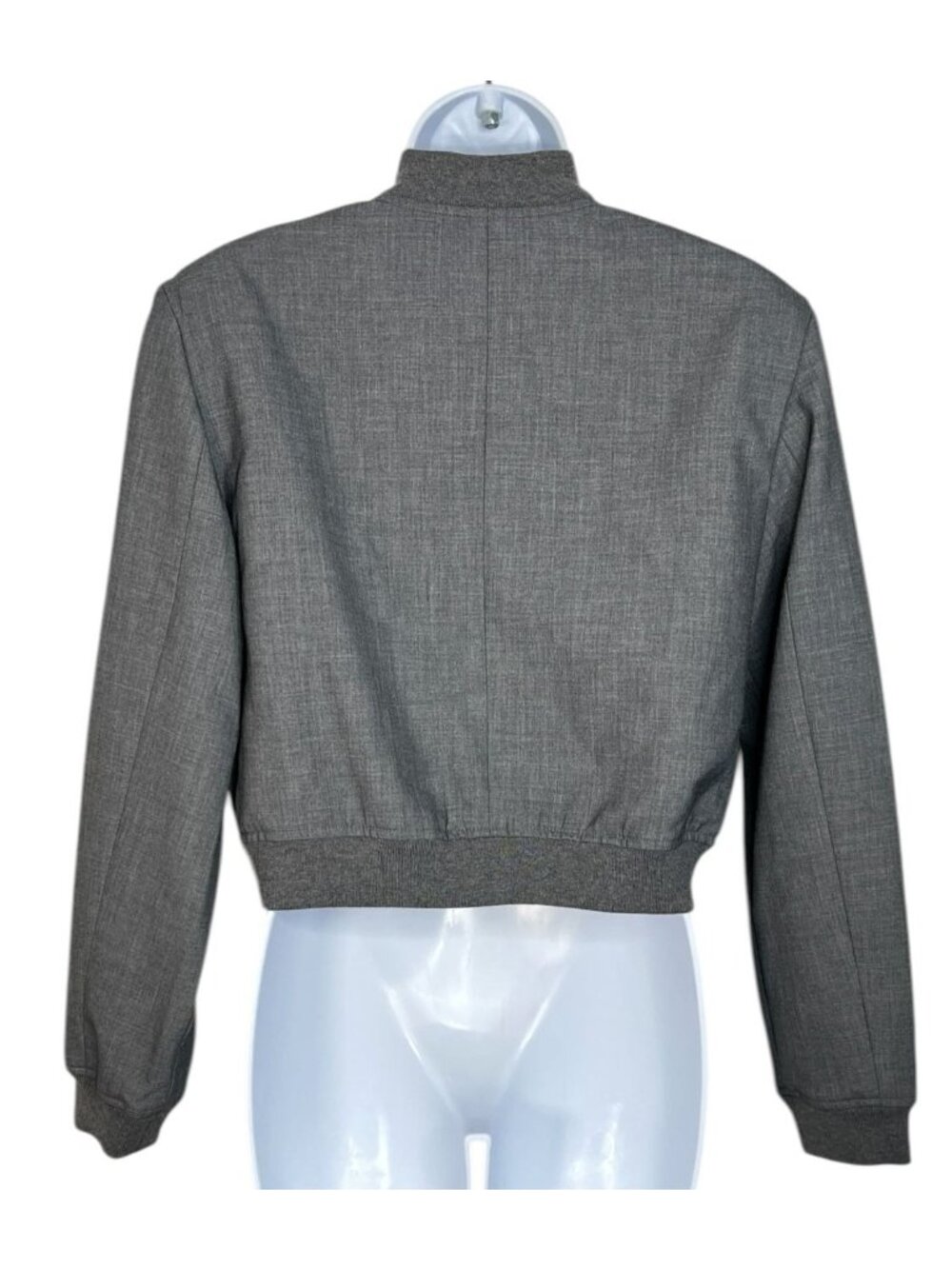 Babaton Aritzia Succession Bomber Jacket Cropped Gray Structured Small - Picture 7 of 16